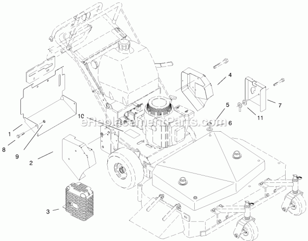 Toro 30184 (990001-999999) (1999) Mid-size Proline Gear, 13 Hp W/ 91cm Sd Mower Guards-Belt, Muffler & Rear Discharge Diagram