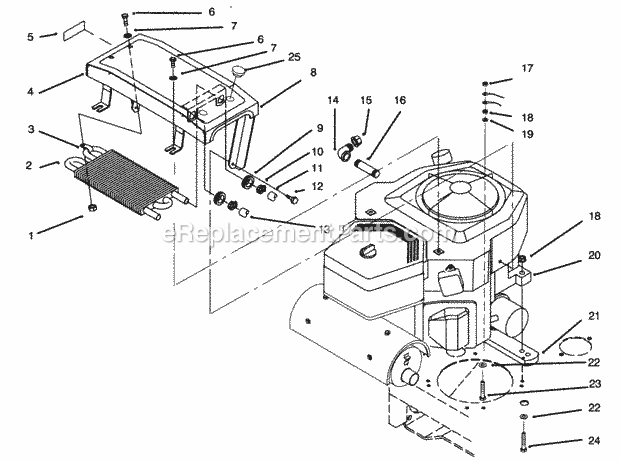 Toro 30191 (590001-599999) (1995) Mid-size Proline Hydro Traction Unit, 20 Hp Engine,& Cooler Diagram