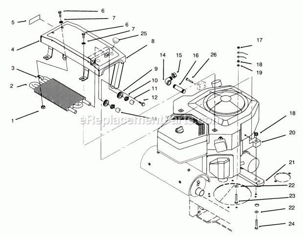 Toro 30191 (690372-699999) (1996) Mid-size Proline Hydro Traction Unit, 20 Hp Engine, & Cooler Diagram