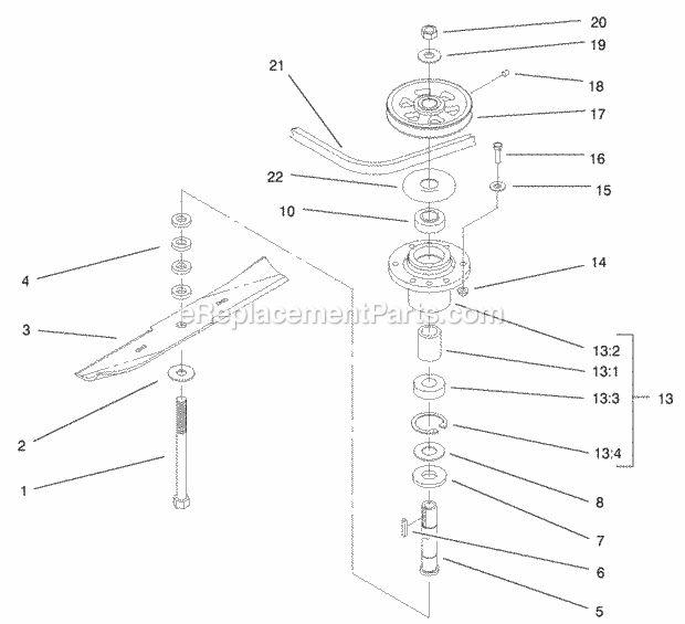 Toro 30193 (220000001-220999999) Mid-size Proline Gear, 12.5 Hp W/ 36-in. Sd Mower, 2002 Spindle Assembly Diagram