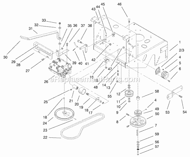 Toro 30193 (220000001-220999999) Mid-size Proline Gear, 12.5 Hp W/ 36-in. Sd Mower, 2002 Transmission and Drive Pulley Assembly Diagram