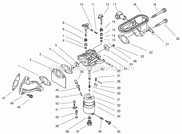 Toro 30193 (220000001-220999999) Mid-size Proline Gear, 12.5 Hp W/ 36-in. Sd Mower, 2002 Carburetor (Kawasaki Fb460v-Ms14) Diagram