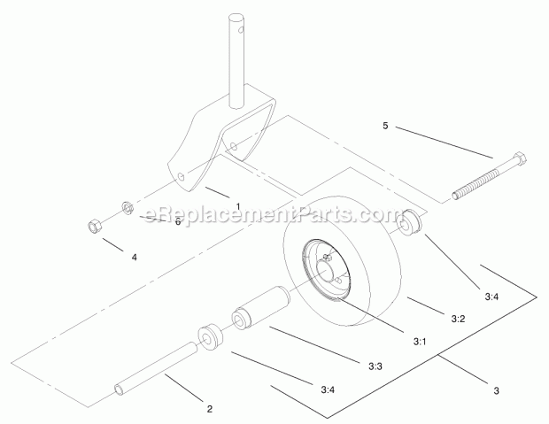 Toro 30193 (220000001-220999999) Mid-size Proline Gear, 12.5 Hp W/ 36-in. Sd Mower, 2002 Caster and Wheel Assembly No. 1-322154 Diagram