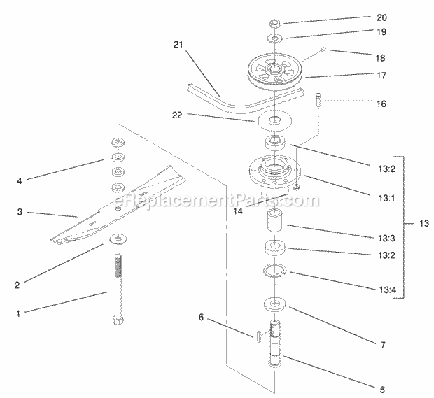 Toro 30197 (230000001-230005000) Mid-size Proline Gear, 15 Hp W/ 48-in. Sd Mower, 2003 Spindle Assembly Diagram