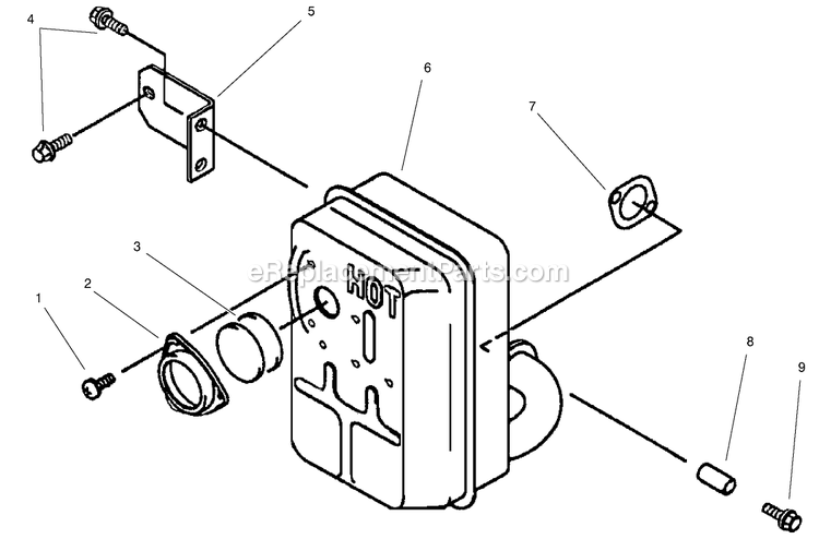 Toro 30250TE (210005001-210999999)(2001) 12.5 Hp W/ 36-Inch Sd Mower Mid-Size ProLine Gear Muffler Assembly Diagram