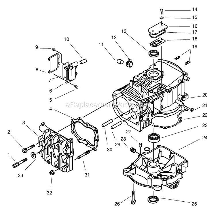 Toro 30250TE (210005001-210999999)(2001) 12.5 Hp W/ 36-Inch Sd Mower Mid-Size ProLine Gear Crankcase Assembly Diagram