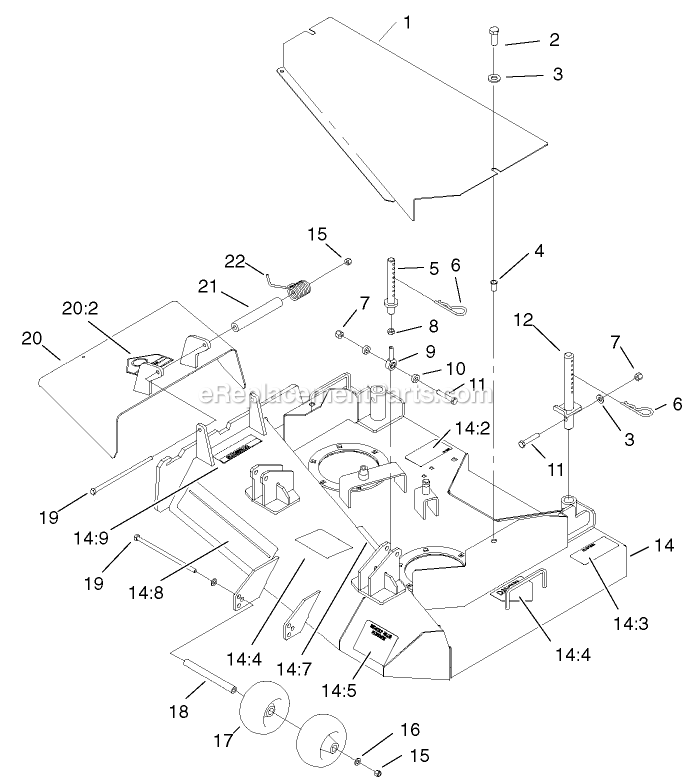 Toro 30250TE (210005001-210999999)(2001) 12.5 Hp W/ 36-Inch Sd Mower Mid-Size ProLine Gear Deck Assembly Diagram