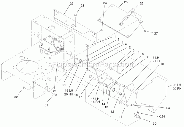 Toro 30250TE (210005001-210999999) Mid-size Proline Gear, 12.5 Hp W/ 36-in. Sd Mower, 2001 Lower Controls Assembly Diagram