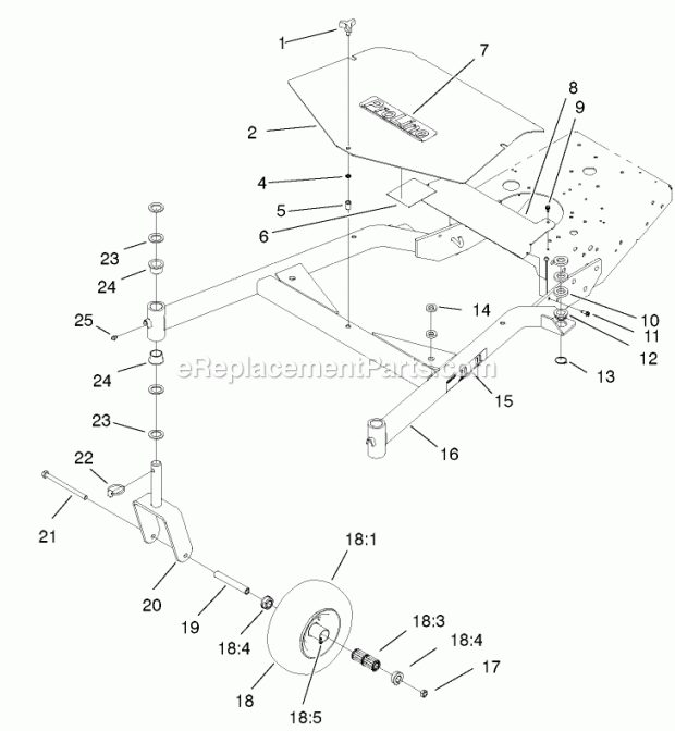 Toro 30254 (210005001-210010000) Mid-size Proline Gear, 15 Hp W/ 44-in. Sd Mower, 2001 Carrier Frame Assembly Diagram