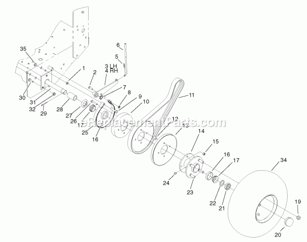 Toro 30259 (210000001-210005000) Mid-size Proline Gear, 17 Hp W/ 44-in. Sd Mower, 2001 Wheel Drive and Brake System Assembly Diagram