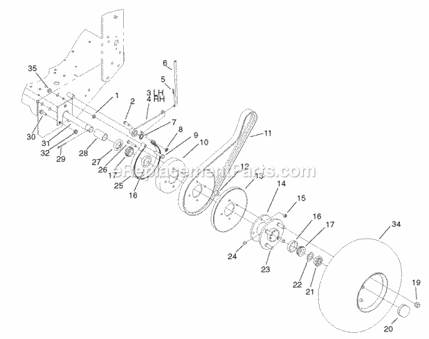 Toro 30259 (210005001-210010000) Mid-size Proline Gear, 17 Hp W/ 44-in. Sd Mower, 2001 Wheel Drive and Brake System Assembly Diagram