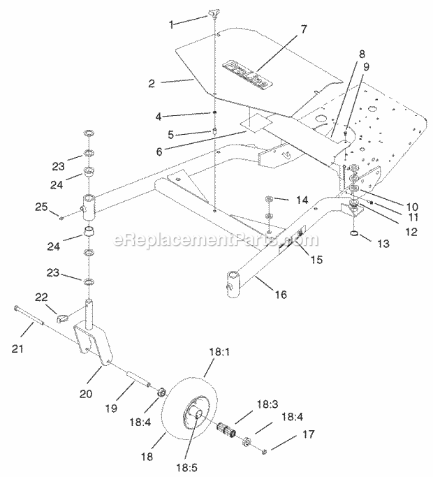 Toro 30291 (210000001-210005000) Mid-size Proline Hydro, 15 Hp W/ 44-in. Sd Mower, 2001 Carrier Frame Assembly Diagram