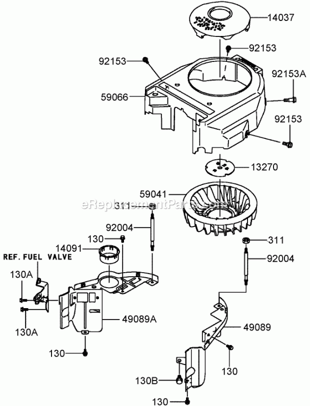 Toro 30314TE (260000001-260999999) Mid-size Proline T-bar Gear, 13 Hp With 91cm Side Discharge Mower, 2006 Cooling Equipment Assembly Kawasaki Fh381v-As27 Diagram