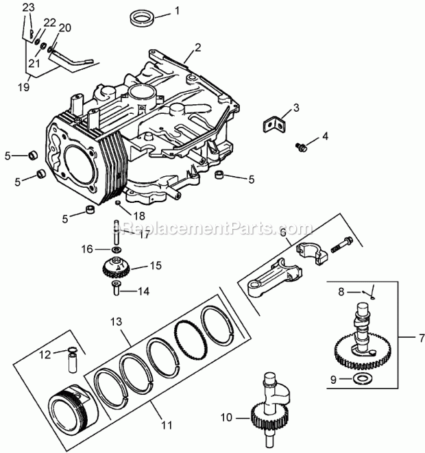 Toro 30319 (250000001-250999999) Mid-size Proline T-bar Gear, 15 Hp With 52in Side Discharge Mower, 2005 Crankcase Assembly Kohler Cv15t-41629 Diagram