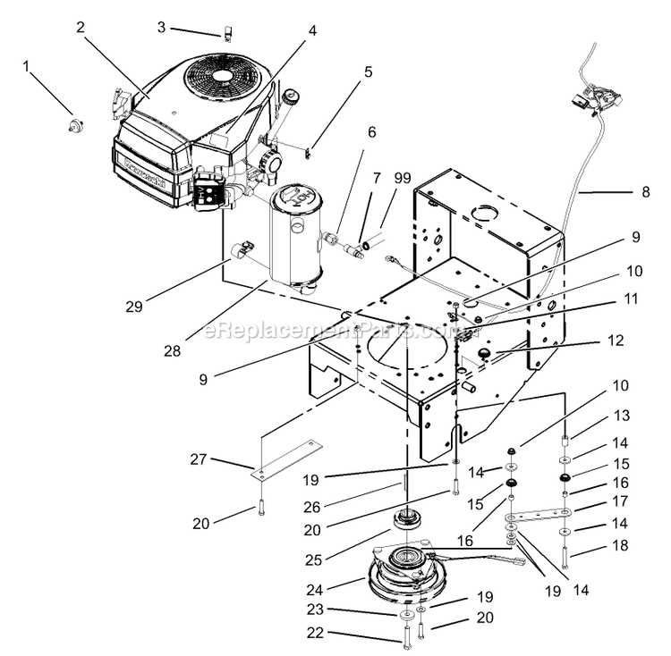 Toro 30322 (230000001-230999999)(2003) 17 Hp W/ 52-Inch Sd Mower Mid-Size ProLine T-Bar Gear Engine Installation Assembly Diagram