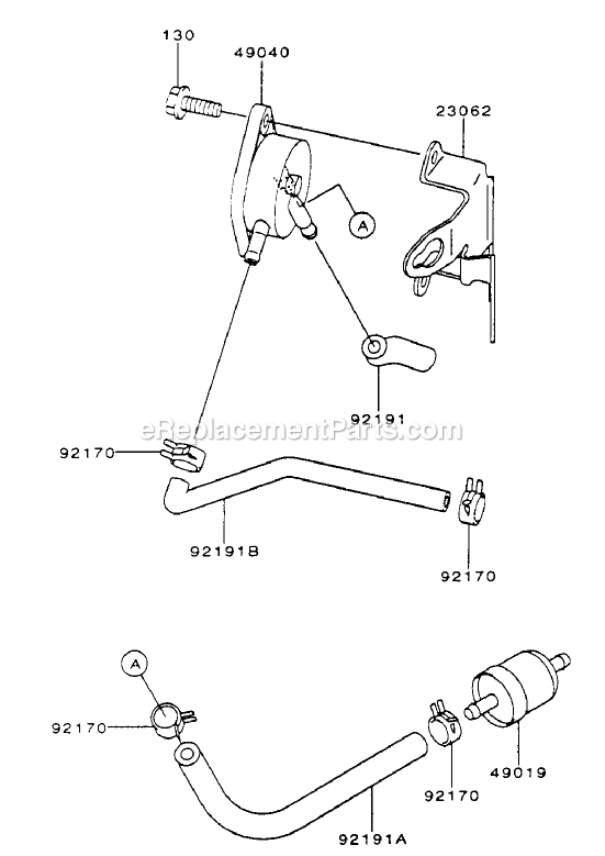 Toro 30322 (230000001-230999999)(2003) 17 Hp W/ 52-Inch Sd Mower Mid-Size ProLine T-Bar Gear Fuel Tank / Fuel Valve Assembly Diagram