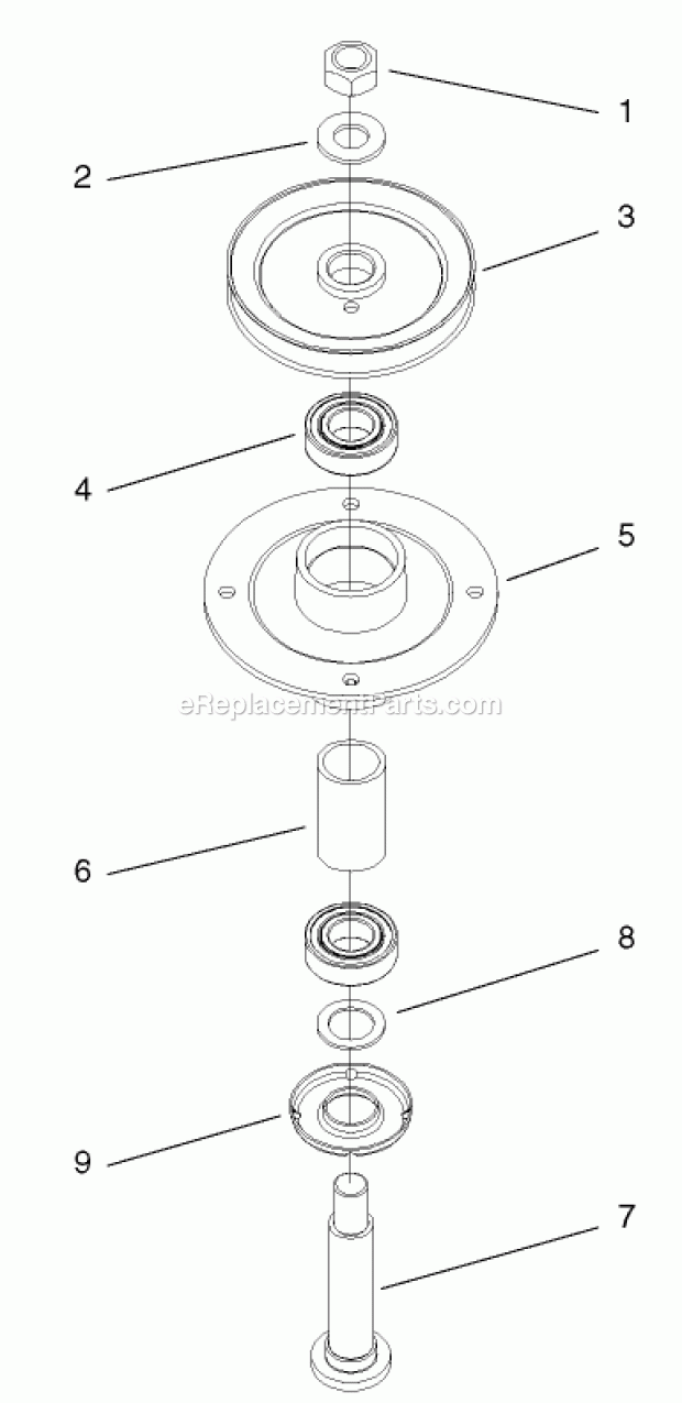 Toro 30340 (210000001-210999999) Mid-size Proline Hydro, 17 Hp W/ 44-in. Sd Mower, 2001 Spindle Housing Assembly No. 104-6316 Diagram