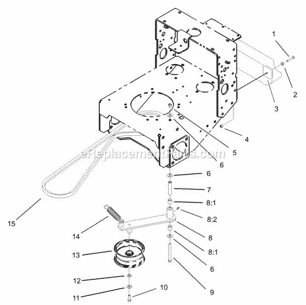 Toro 30432 (240000001-240999999) Mid-size Proline Pistol Grip Gear, 17 Hp With 52in Side Discharge Mower, 2004 Drive Belt and Tensioner Assembly Diagram