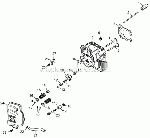 Toro 30433 (250000001-250999999) Mid-size Proline Pistol Grip Hydro, 15 Hp With 36in Side Discharge Mower, 2005 Head / Valve / Breather Assembly Kohler Cv15t-41629 Diagram