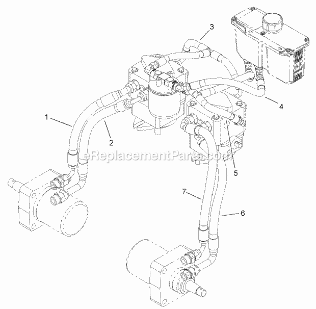 Toro 30433 (250000001-250999999) Mid-size Proline Pistol Grip Hydro, 15 Hp With 36in Side Discharge Mower, 2005 Hydraulic Plumbing Assembly Diagram