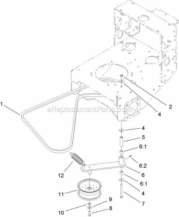 Toro 30433 (260000001-260999999) Mid-size Proline Pistol Grip Hydro, 15 Hp With 36in Side Discharge Mower, 2006 Drive Belt and Tensioner Assembly Diagram
