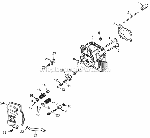 Toro 30433 (260000001-260999999) Mid-size Proline Pistol Grip Hydro, 15 Hp With 36in Side Discharge Mower, 2006 Head / Valve / Breather Assembly Kohler Cv15t-41629 Diagram