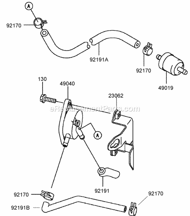 Toro 30438 (240000001-240999999) Mid-size Proline Pistol Grip Gear, 17 Hp With 52in Side Discharge Mower, 2004 Fuel Tank/Fuel Valve Assembly Kawasaki Fh541v-As30 Diagram