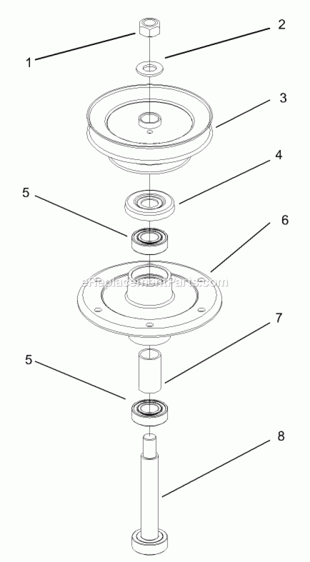 Toro 30441 (250000001-250999999) Mid-size Proline Pistol Grip Hydro, 17 Hp With 52in Side Discharge Mower, 2005 Spindle Assembly No. 106-0785 Diagram