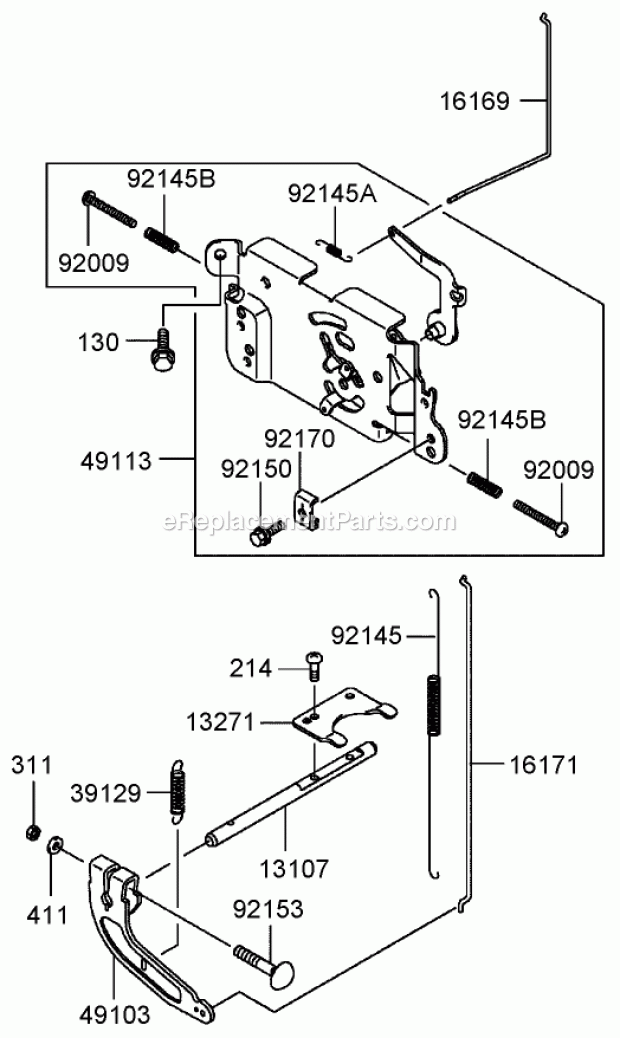 Toro 30441 (250000001-250999999) Mid-size Proline Pistol Grip Hydro, 17 Hp With 52in Side Discharge Mower, 2005 Control Equipment Assembly Kawasaki Fh541v-As27 Diagram