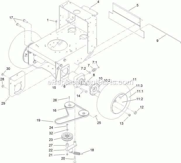 Toro 30488 (400000000-999999999) Commercial Walk-behind Mower, Floating Deck, Split Lever, Hydro Drive With 48in Turbo Force Cut Ground Drive Assembly Diagram
