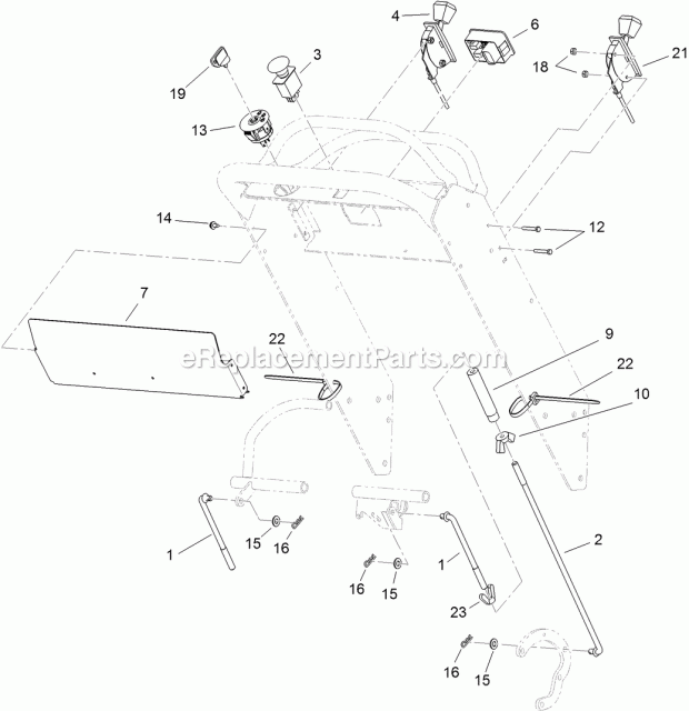 Toro 30489 (314000001-314999999) Commercial Walk-behind Mower, Floating Deck, Split Lever, Hydro Drive With 52in Turbo Force Cut Control Panel Assembly Diagram