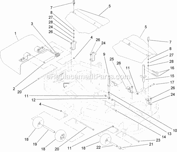 Toro 30498 (280001001-280001100) Commercial Walk-behind Mower, Floating Deck Split Lever Hydro With 48in Turbo Force Cutting Uni Deck Assembly Diagram