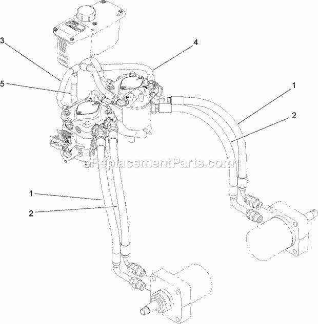 Toro 30498 (280001101-280999999) Commercial Walk-behind Mower, Floating Deck Split Lever Hydro With 48in Turbo Force Cutting Uni Hydraulic Hose Assembly Diagram
