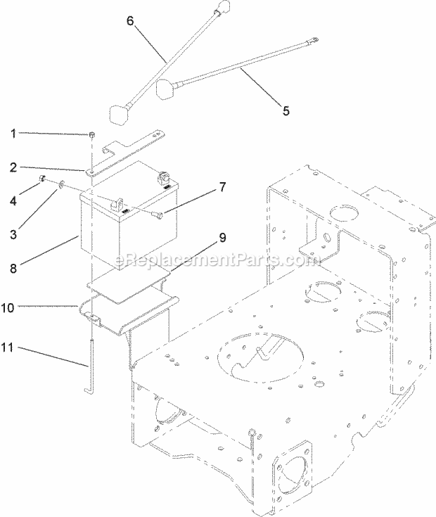 Toro 30498 (280001101-280999999) Commercial Walk-behind Mower, Floating Deck Split Lever Hydro With 48in Turbo Force Cutting Uni Battery Assembly Diagram