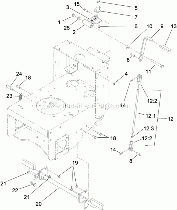 Toro 30498 (280001101-280999999) Commercial Walk-behind Mower, Floating Deck Split Lever Hydro With 48in Turbo Force Cutting Uni Parking Brake Assembly Diagram