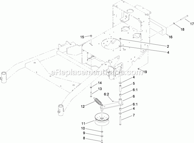 Toro 30498 (280001101-280999999) Commercial Walk-behind Mower, Floating Deck Split Lever Hydro With 48in Turbo Force Cutting Uni Power-Take-Off Idler and Weight Assembly Diagram