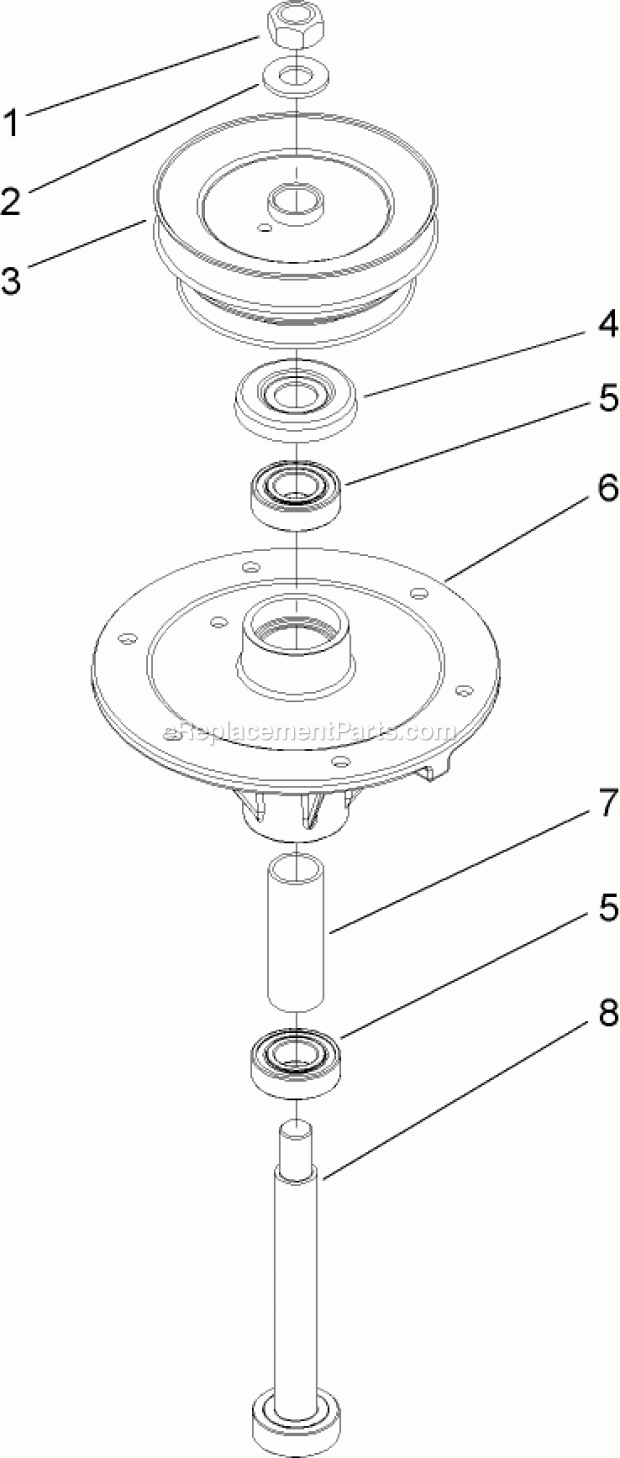 Toro 30498 (280001101-280999999) Commercial Walk-behind Mower, Floating Deck Split Lever Hydro With 48in Turbo Force Cutting Uni Spindle Assembly No. 110-0729 Diagram