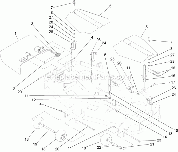 Toro 30498 (280001101-280999999) Commercial Walk-behind Mower, Floating Deck Split Lever Hydro With 48in Turbo Force Cutting Uni Deck Assembly Diagram