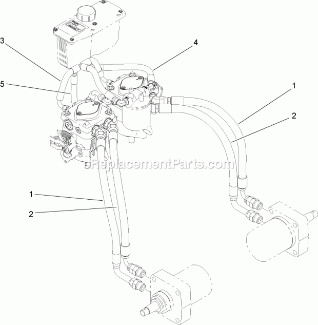 Toro 30498 (290000001-290999999) Commercial Walk-behind Mower, Floating Deck, Split Lever, Hydro Drive With 48in Turbo Force Cut Hydraulic Hose Assembly Diagram