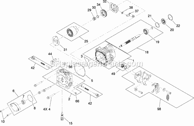 Toro 30498 (290000001-290999999) Commercial Walk-behind Mower, Floating Deck, Split Lever, Hydro Drive With 48in Turbo Force Cut Hydraulic Pump Assembly No. 115-4481 Diagram