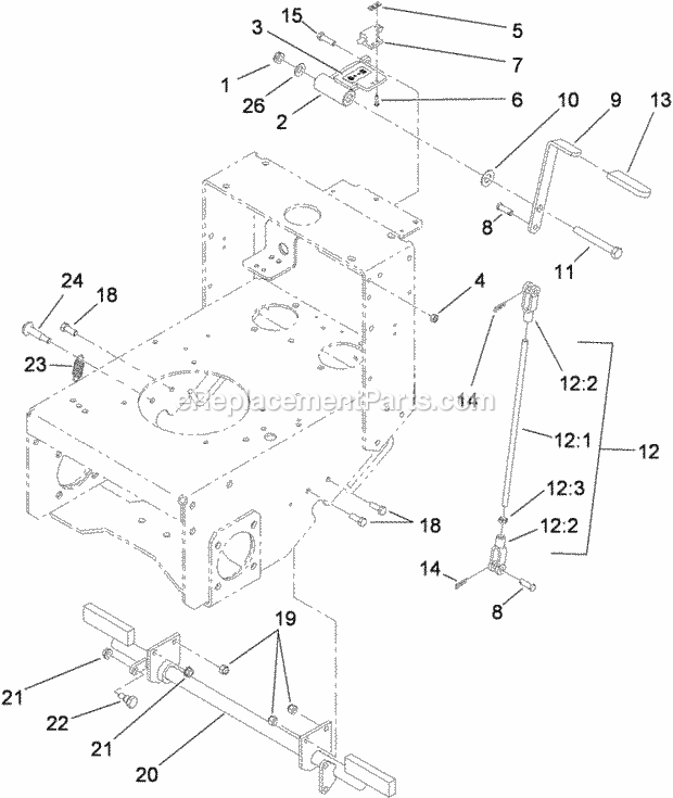 Toro 30498 (290000001-290999999) Commercial Walk-behind Mower, Floating Deck, Split Lever, Hydro Drive With 48in Turbo Force Cut Parking Brake Assembly Diagram