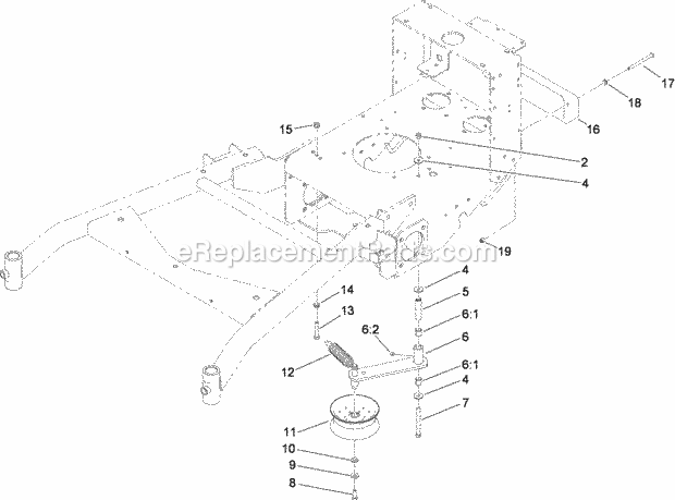 Toro 30498 (290000001-290999999) Commercial Walk-behind Mower, Floating Deck, Split Lever, Hydro Drive With 48in Turbo Force Cut Power-Take-Off Idler and Weight Assembly Diagram