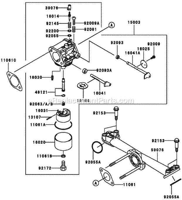 Toro 30518 (250000001-250999999) Mid-size Proline Pistol Grip Gear, 13 Hp With 32in Side Discharge Mower, 2005 Carburetor Assembly Kawasaki Fh381v-As25 Diagram