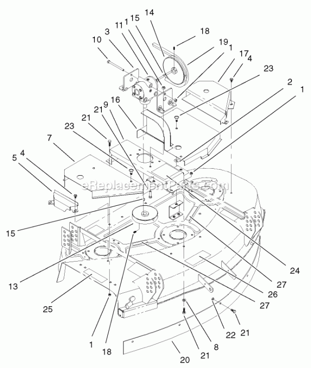 Toro 30544TE (220000001-220999999) 112cm Sd Mower, Gm 120, 2002 Cover and Gearbox Assembly Diagram