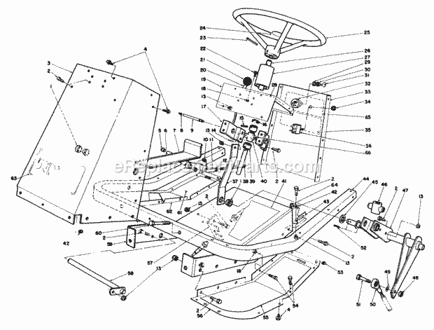 Toro 30544 (000001-099999) (1990) 44-in. Sd Mower, Gm 117/120 Frame & Steering Assembly Diagram