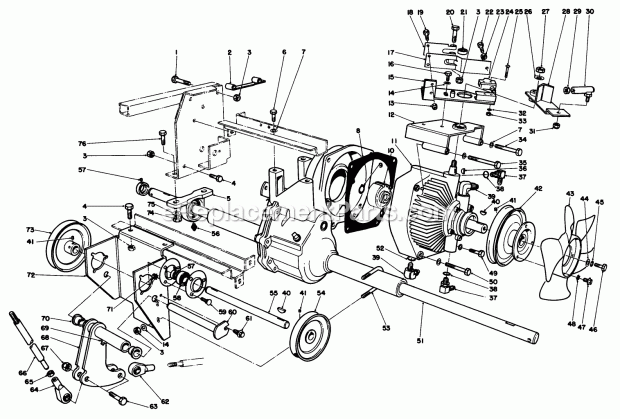 Toro 30544 (500001-599999) (1985) 44-in. Sd Mower, Gm 120 Transmission & Differential Assembly Diagram