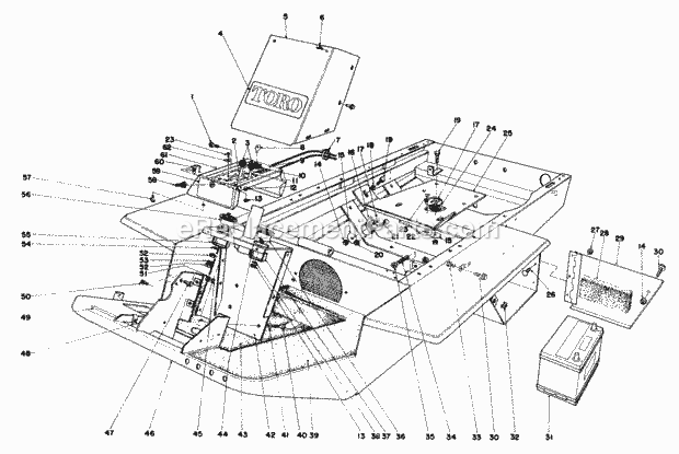 Toro 30562 (5000001-5999999) (1985) 62-in. Sd Mower, Gm 200 Series Instrument Panel and Steering Post Assembly Diagram