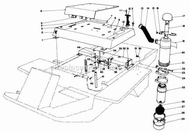 Toro 30564 (900001-999999) (1989) 62-in. Side Discharge Mower Seat Mount and Air Cleaner Assembly Diagram