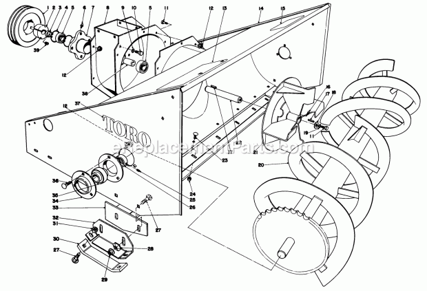 Toro 30571 (90001-99999) (1979) 48-in. Snowthrower Adapter Kit, Groundsmaster 72 Auger Housing Diagram