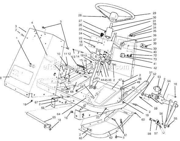 Toro 30610 (490001-499999)(1994) Lawn Tractor Frame & Steering Assembly Diagram